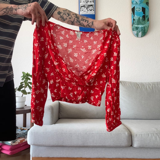 Red Blouse with cute Flowerprint