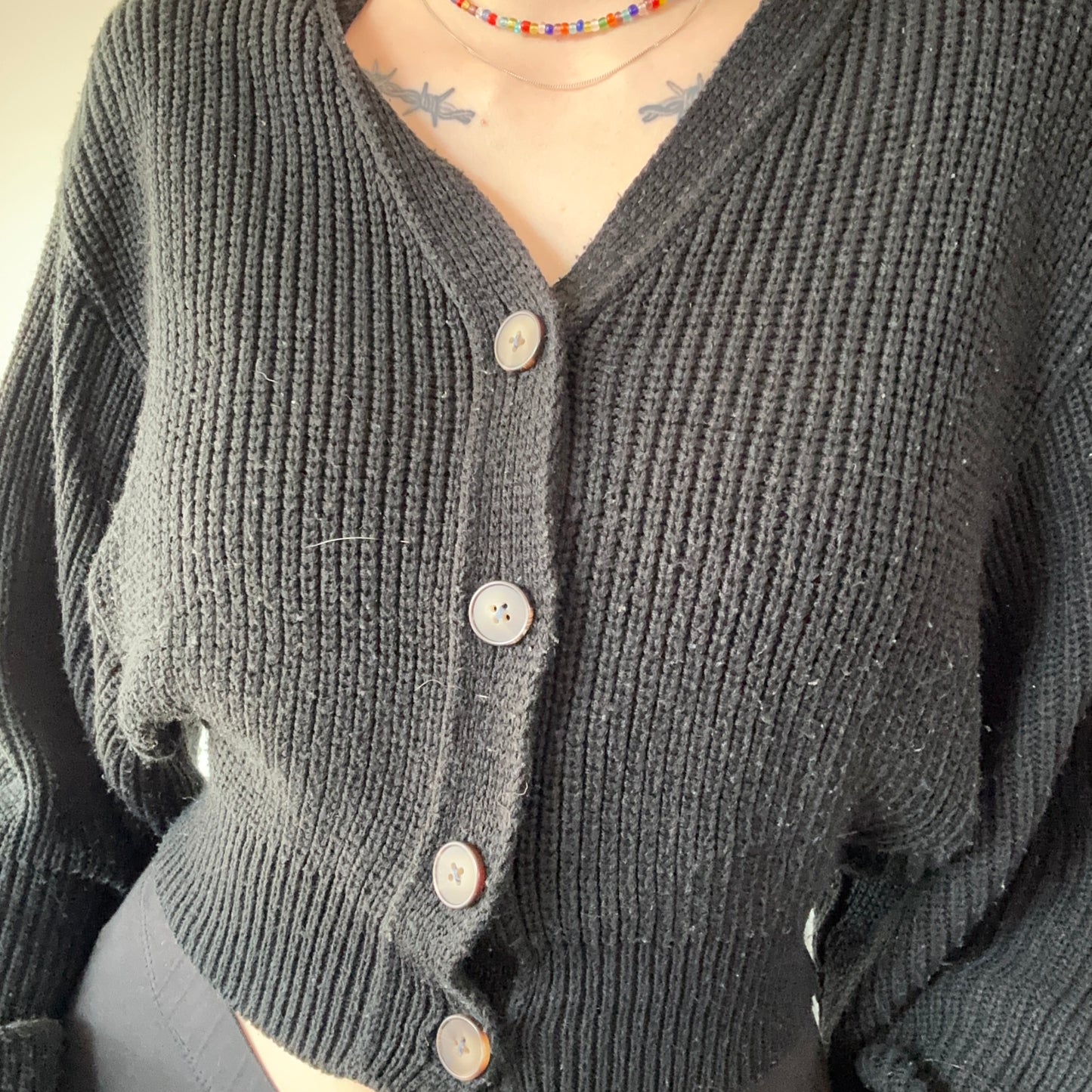 Black cropped knitted Jacket