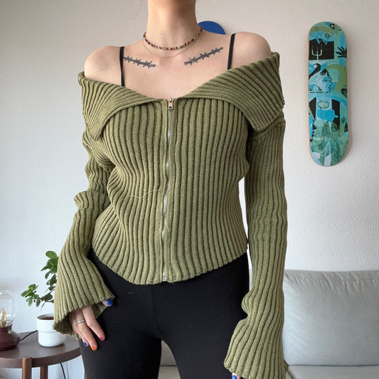 Green Jacket with flared sleeves