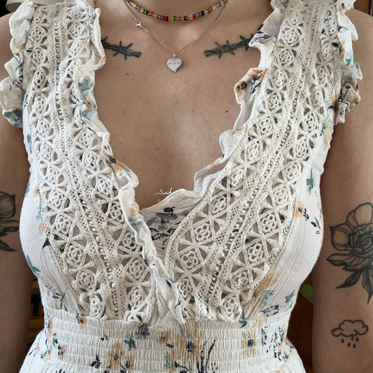 White Dress with cute flower print | Bern