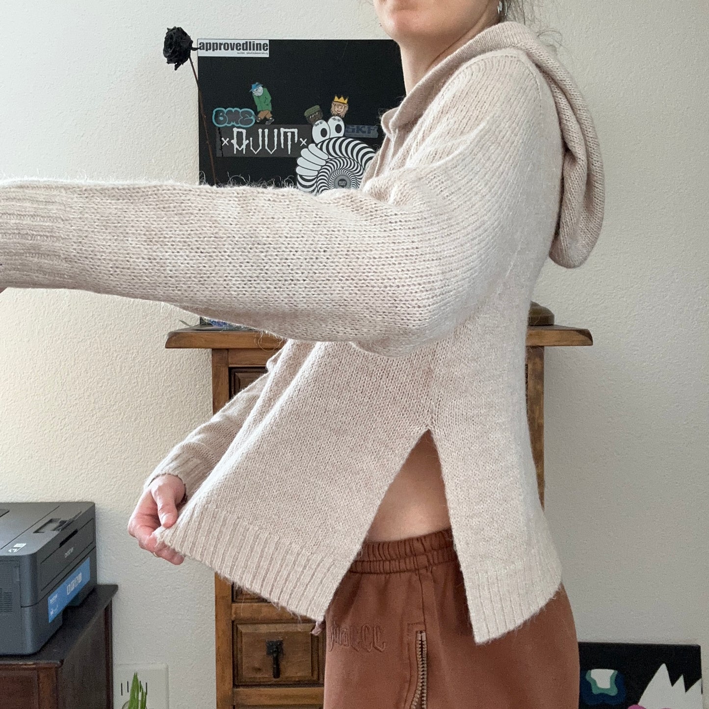 Sweat à capuche en tricot beige | Bern