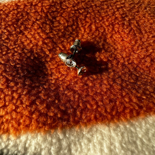 Silver Earrings with fake diamonds