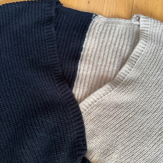 Black and Beige Knit Sweater|Bern