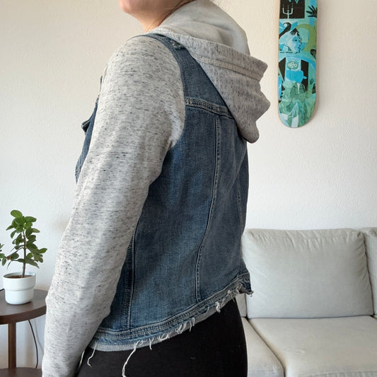 Blue Jeans Jacket with gray sleeves