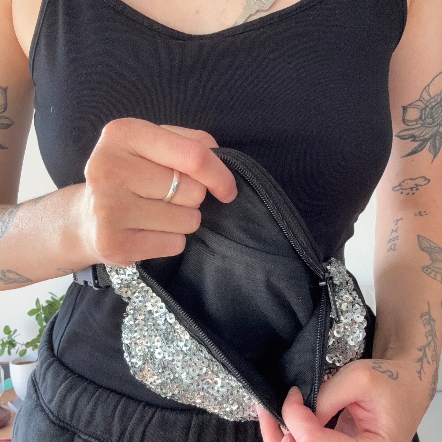 Sac gris pailleté