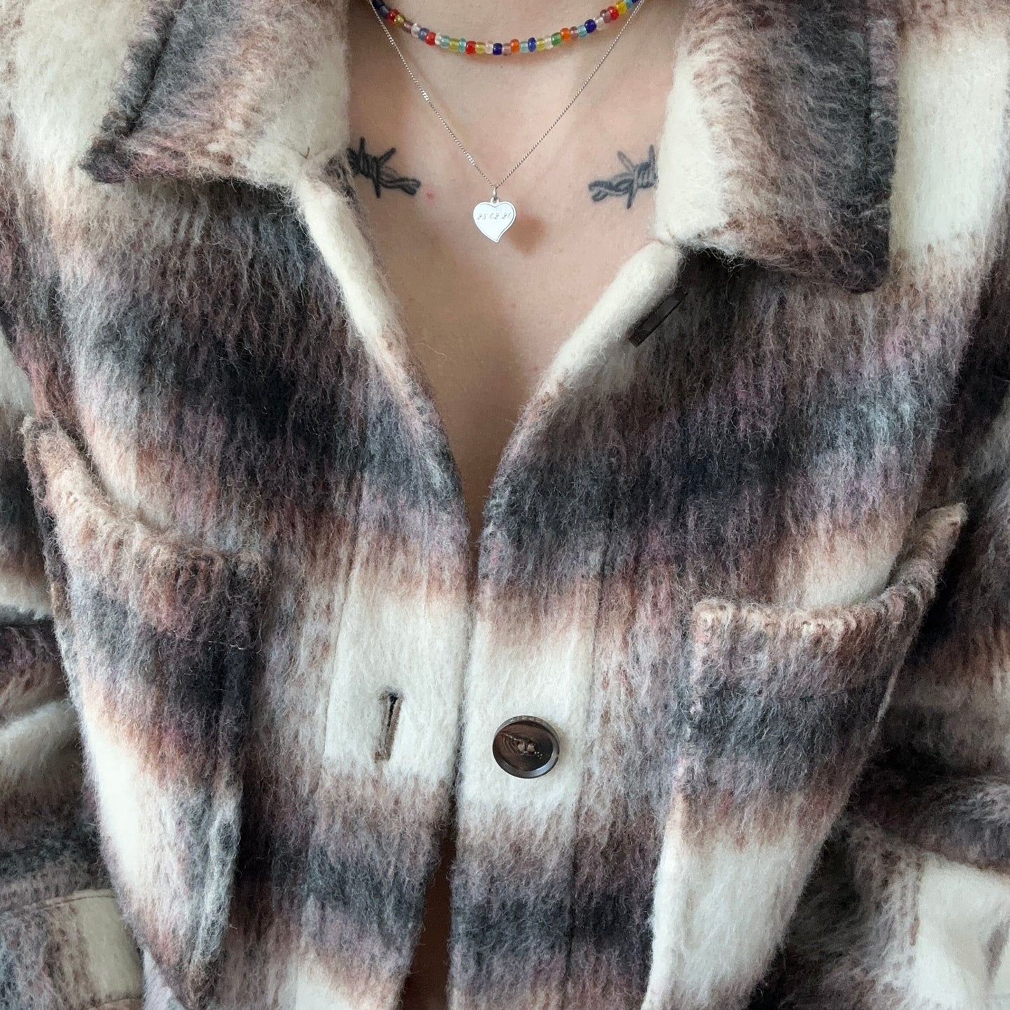 Beige, Brown and black Checked Jacket | Bern