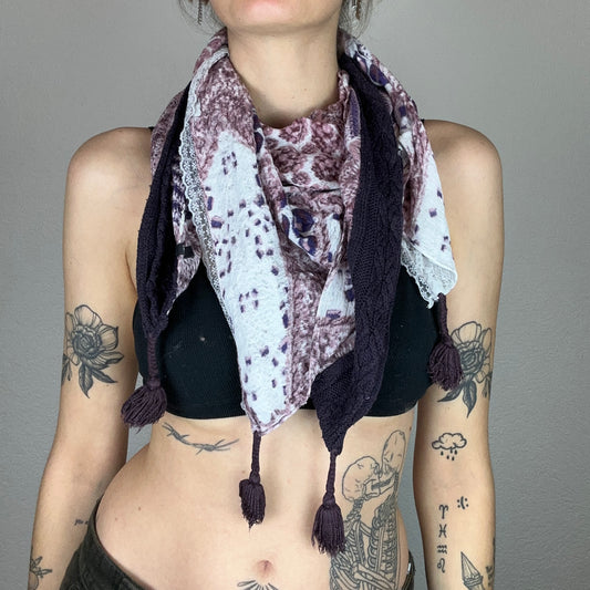 Purple Scarf with white patterns