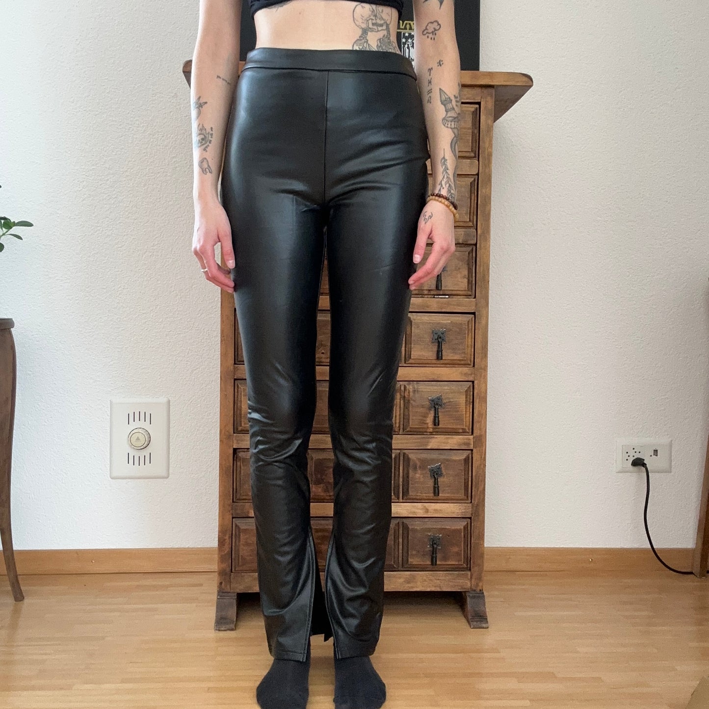 Black fake leather Pants