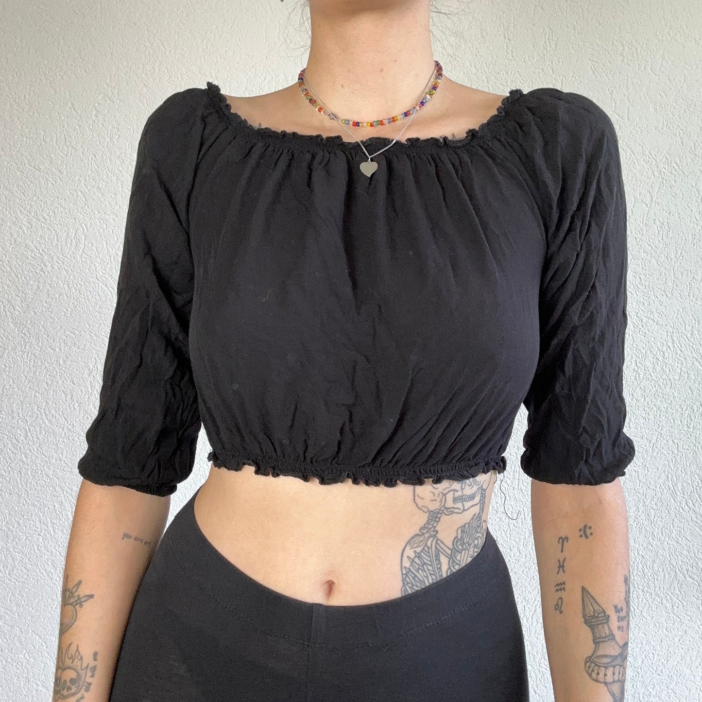 Black cropped 3/4 Longsleeve