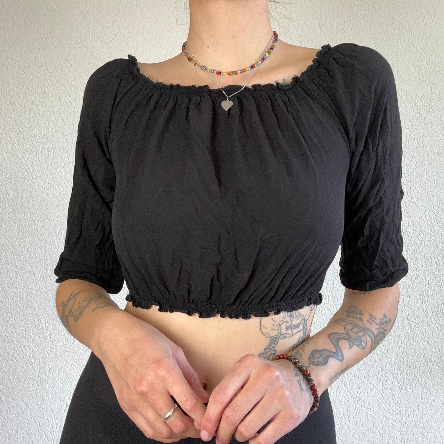 Black cropped 3/4 Longsleeve