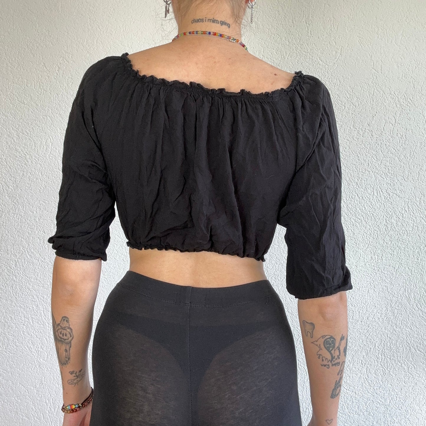 Black cropped 3/4 Longsleeve