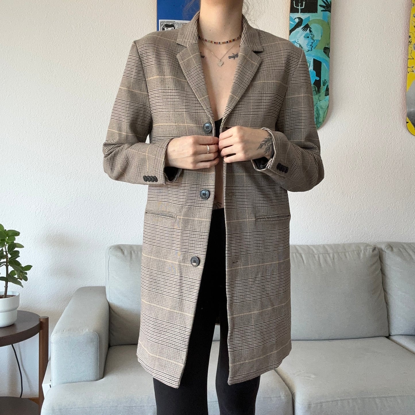Beige Coat with black and brown stripes | Bern