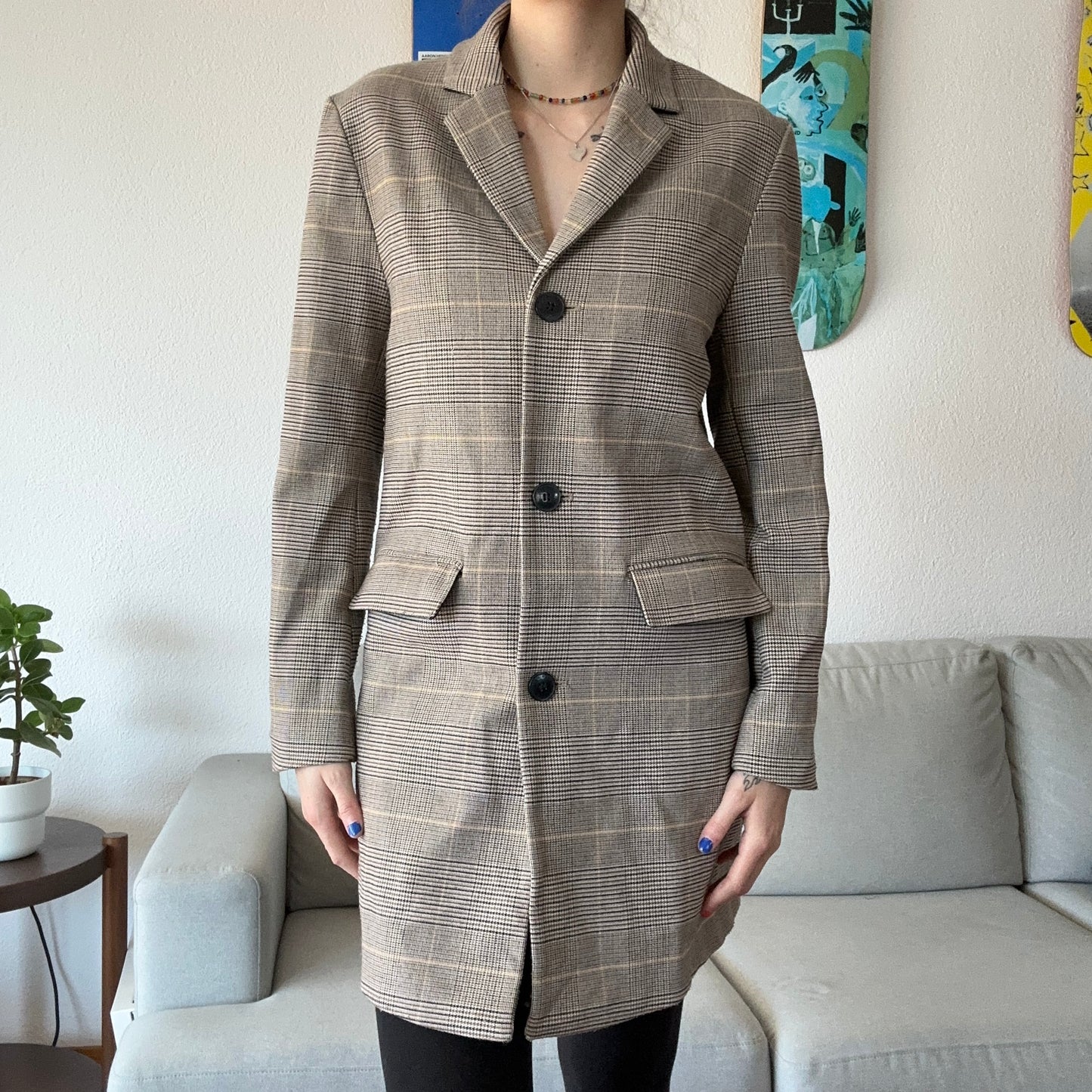 Beige Coat with black and brown stripes | Bern