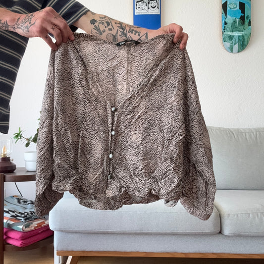 Beige Blouse black Pattern