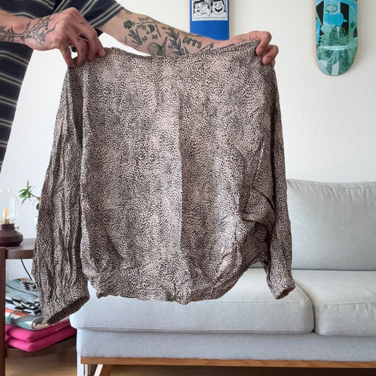 Beige Blouse black Pattern