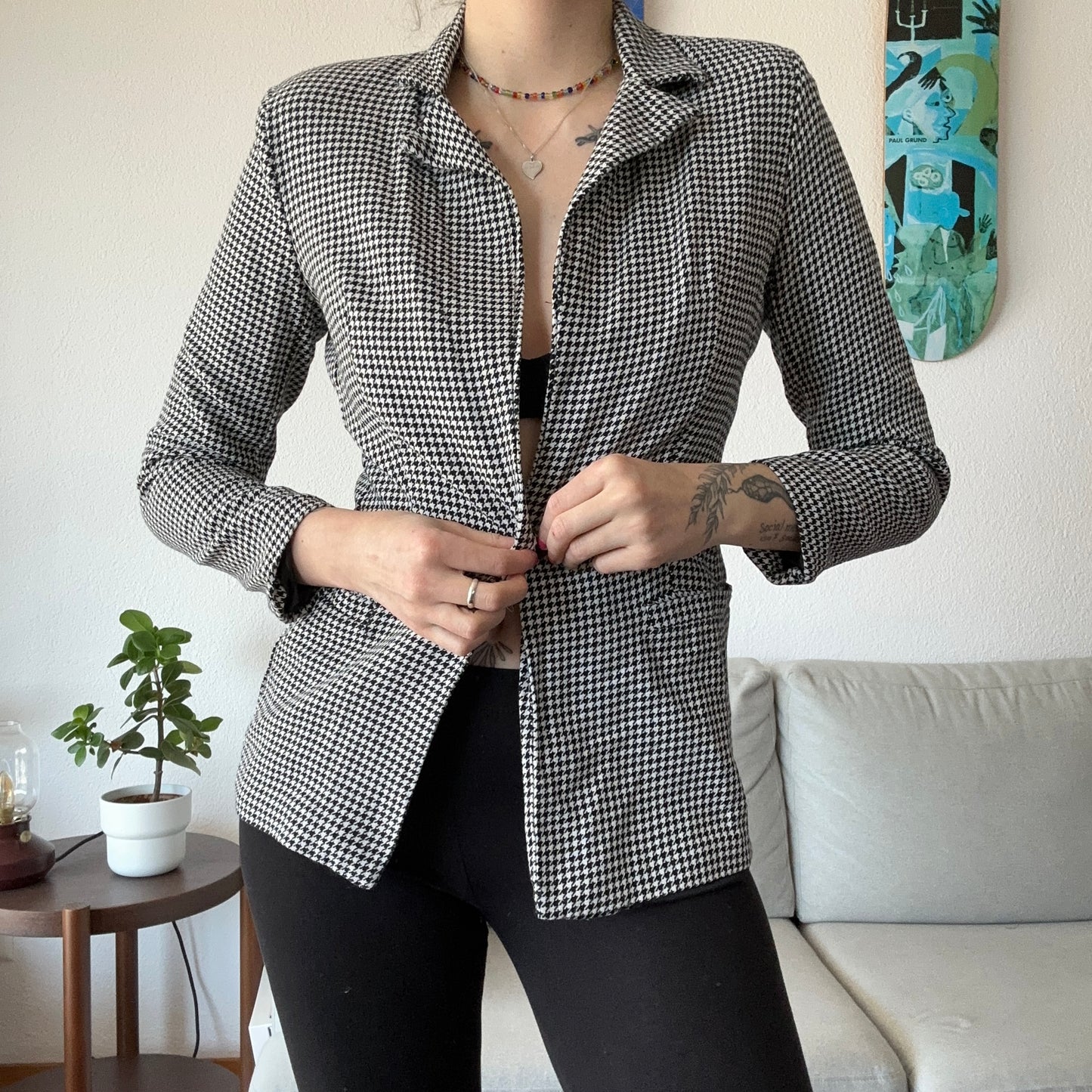Black and White Checked Blazer