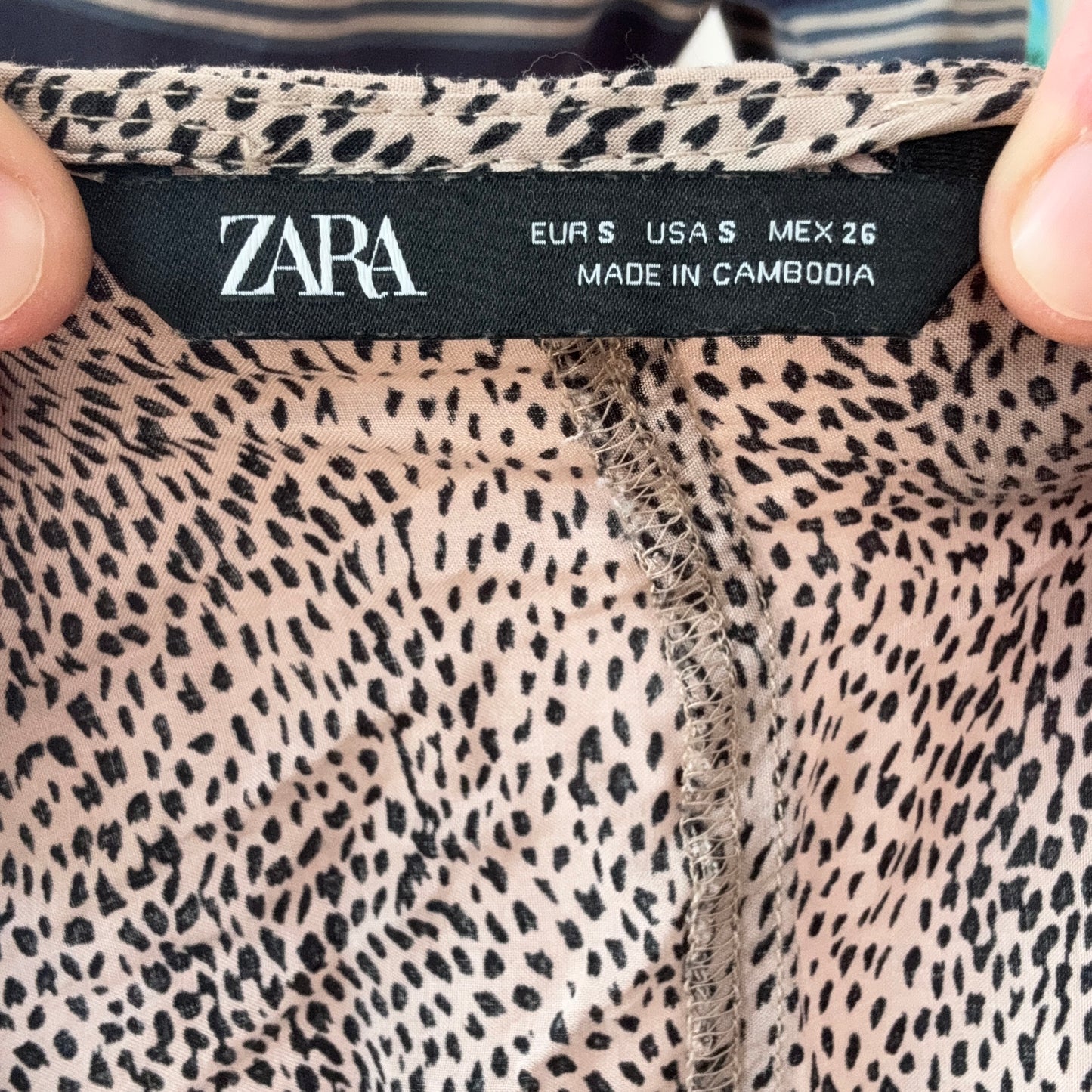 Beige Blouse black Pattern