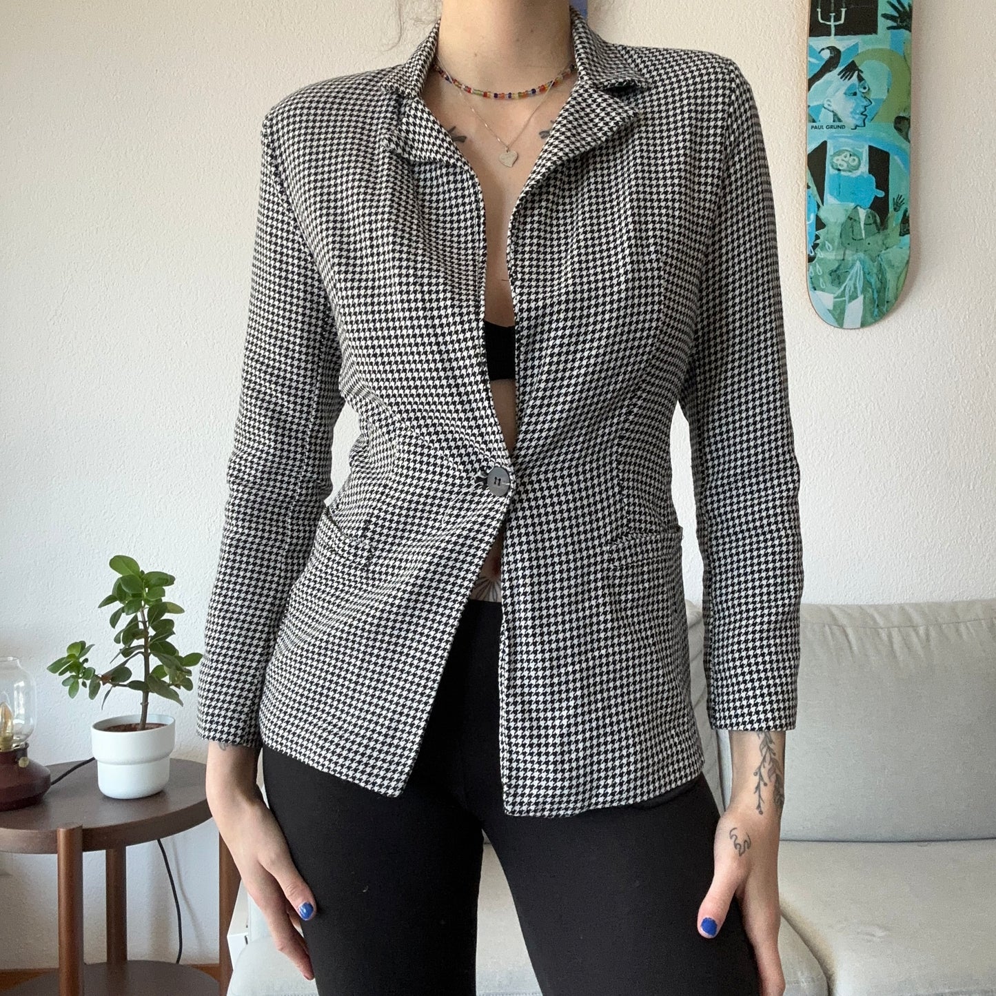 Black and White Checked Blazer