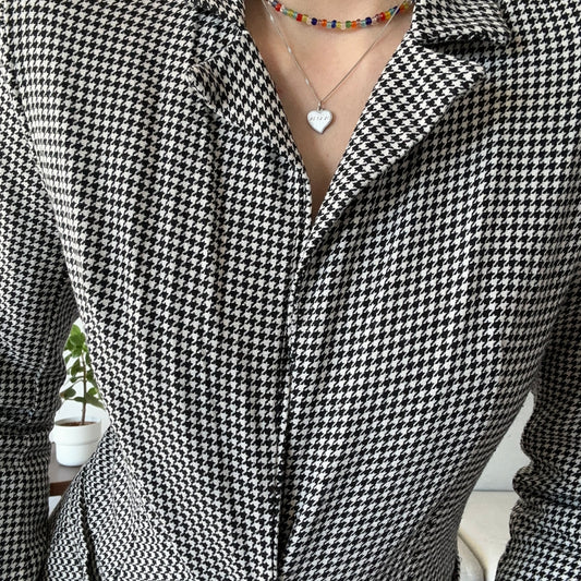 Black and White Checked Blazer