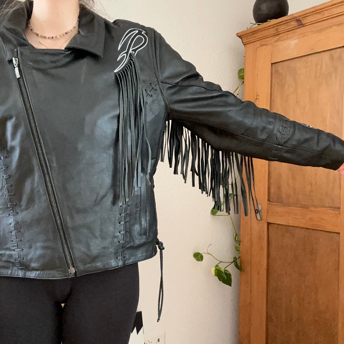 Black Biker Jacket (real leather)