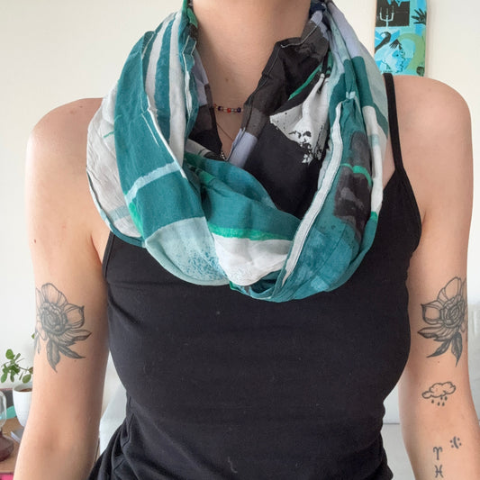 Black, white, blue and green Scarf