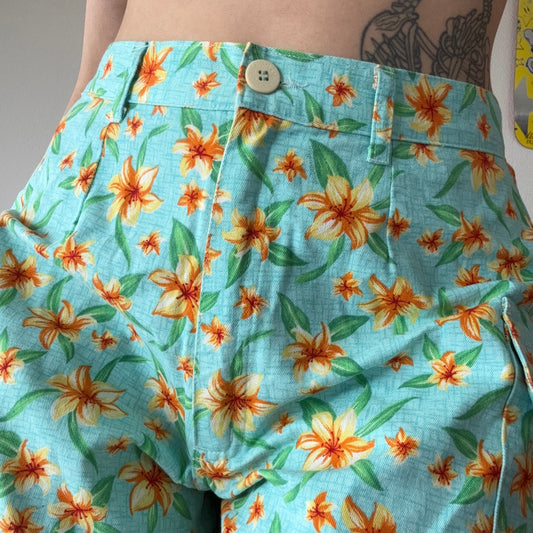 Blue Shorts with orange flowers | Bern