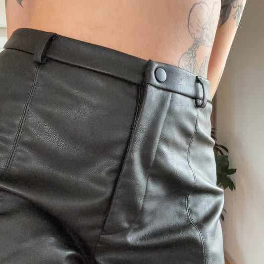 Black fake Leather Shorts| Bern