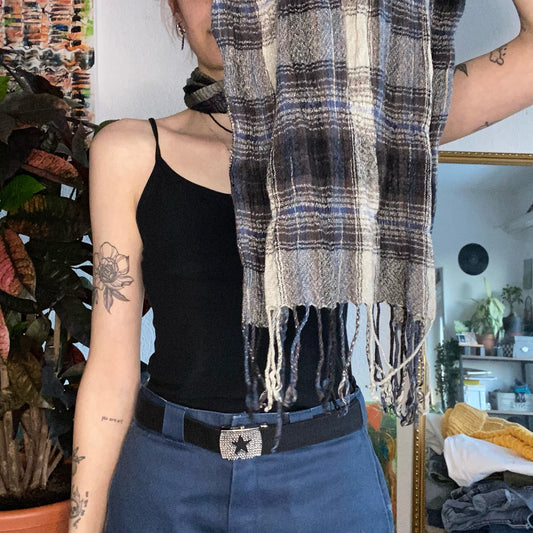 Gray, Black beige and blue Scarf