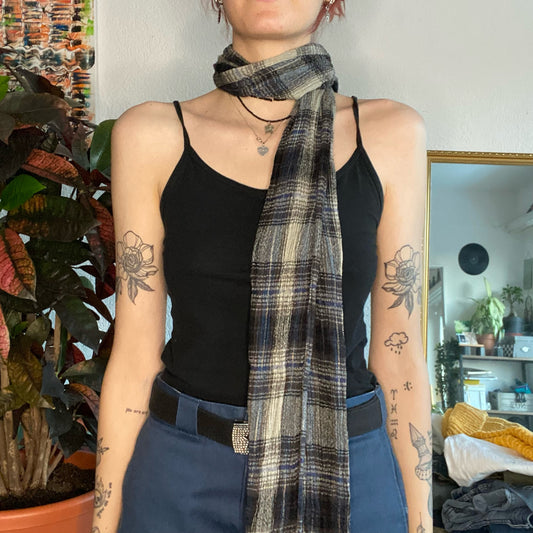 Gray, Black beige and blue Scarf