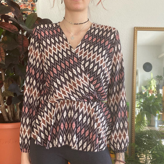 Black, Purple and white Blouse| Bern