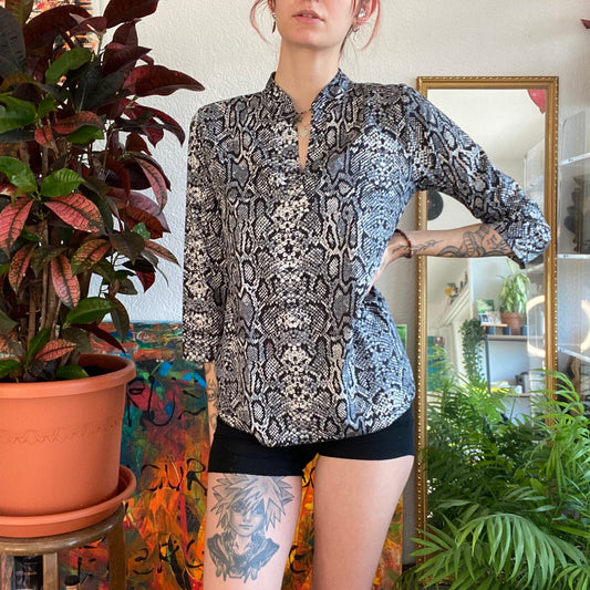 Gray Snake Print Blouse | Bern