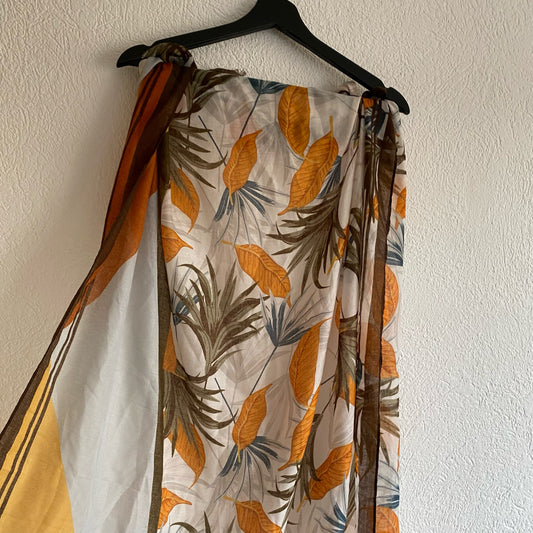 White, orange and green Scarf