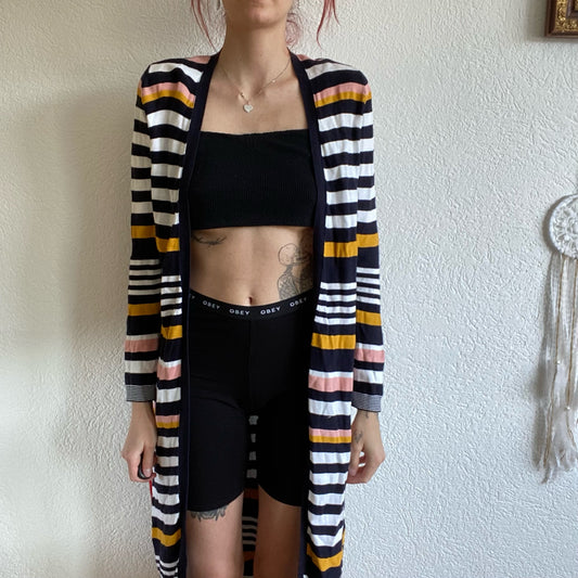Blue white yellow striped Cardigan | Bern