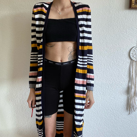Blue white yellow striped Cardigan | Bern