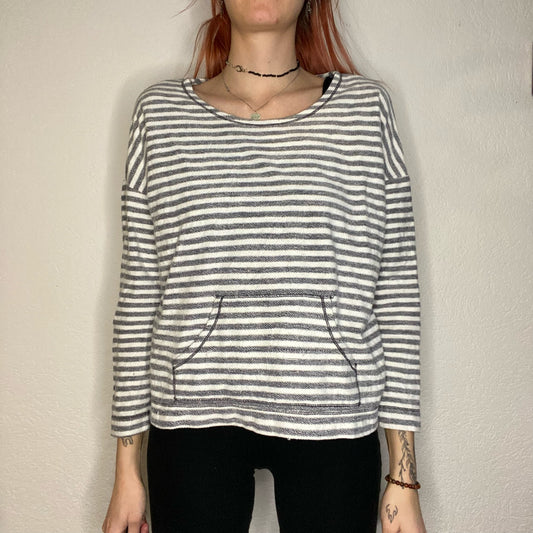 Gray and White Striped Sweater | Bern