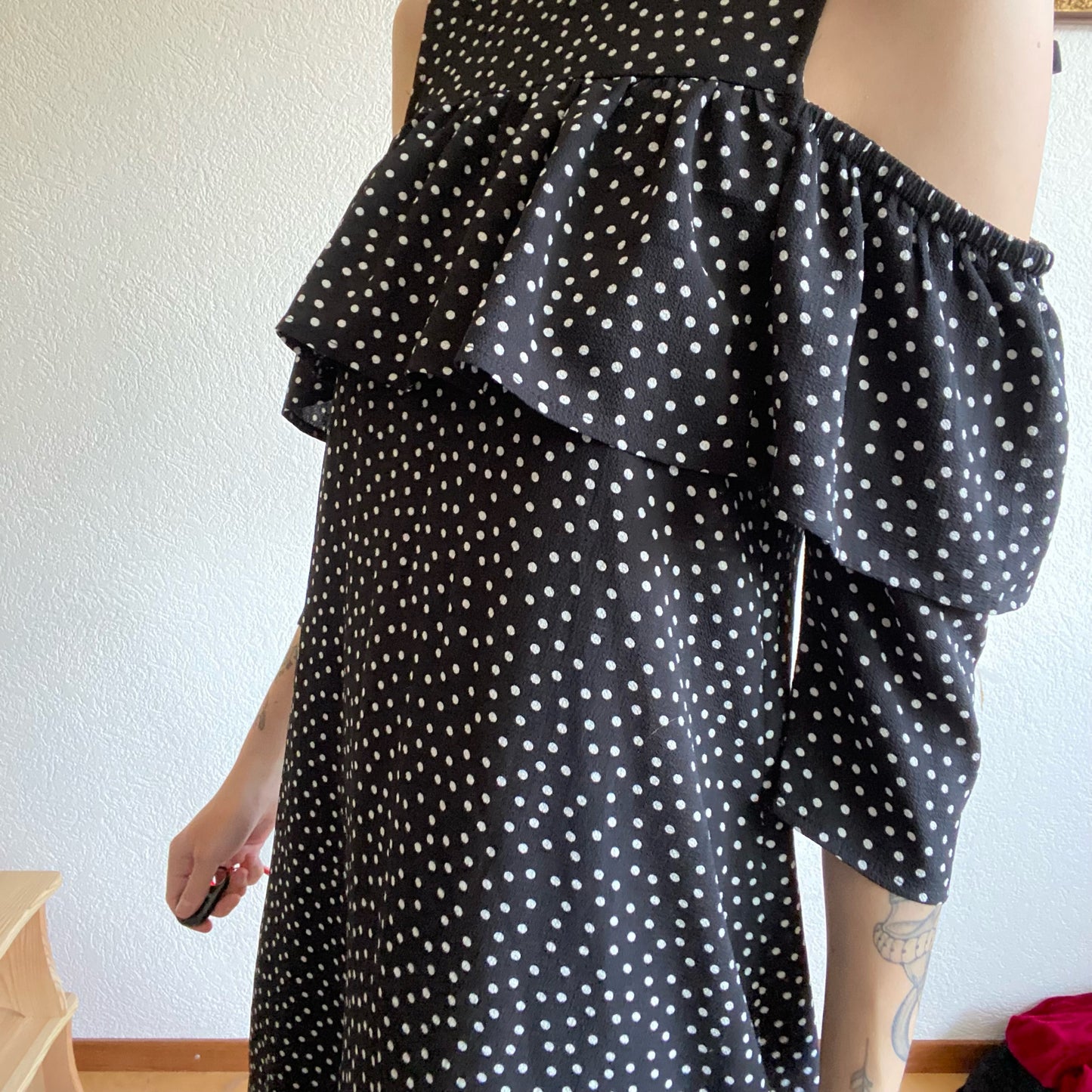 Black Dress with white dots | Bern