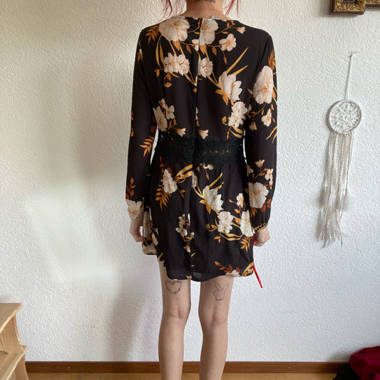 Black Dress with yellow flowerprint | Bern