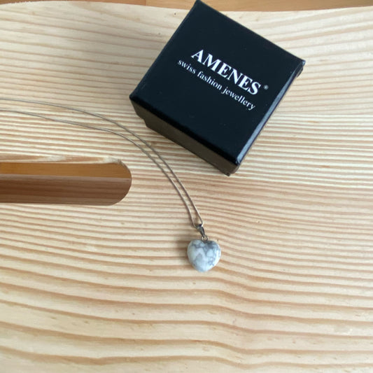 Silver Necklace with white heart