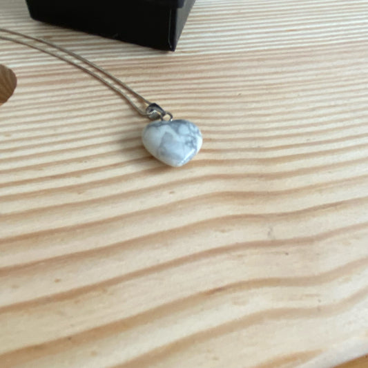 Silver Necklace with white heart
