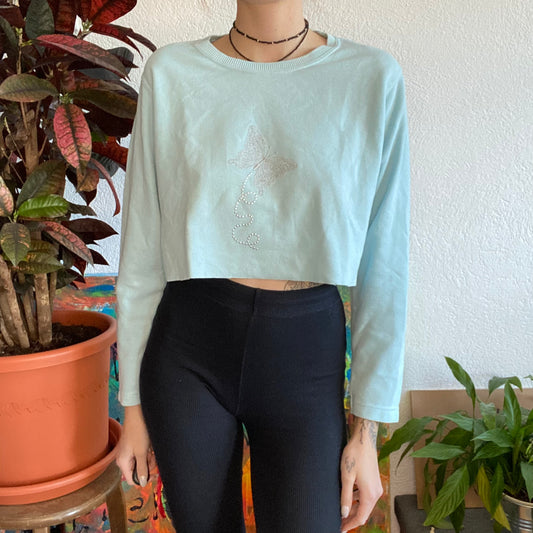 Y2K Vintage Babyblue Cropped Longsleeve | Bern