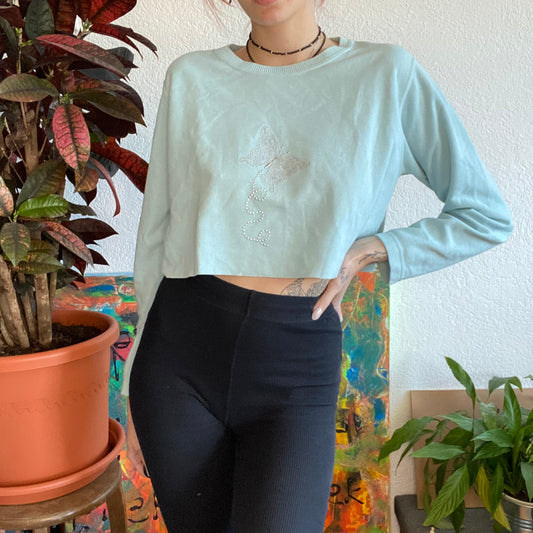 Y2K Vintage Babyblue Cropped Longsleeve | Bern