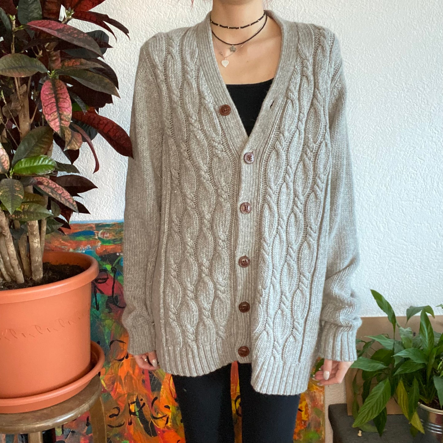 Gray Knit Cardigan