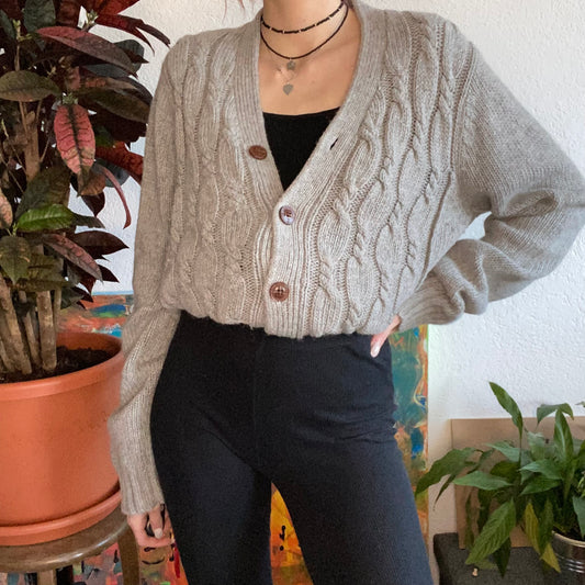 Gray Knit Cardigan