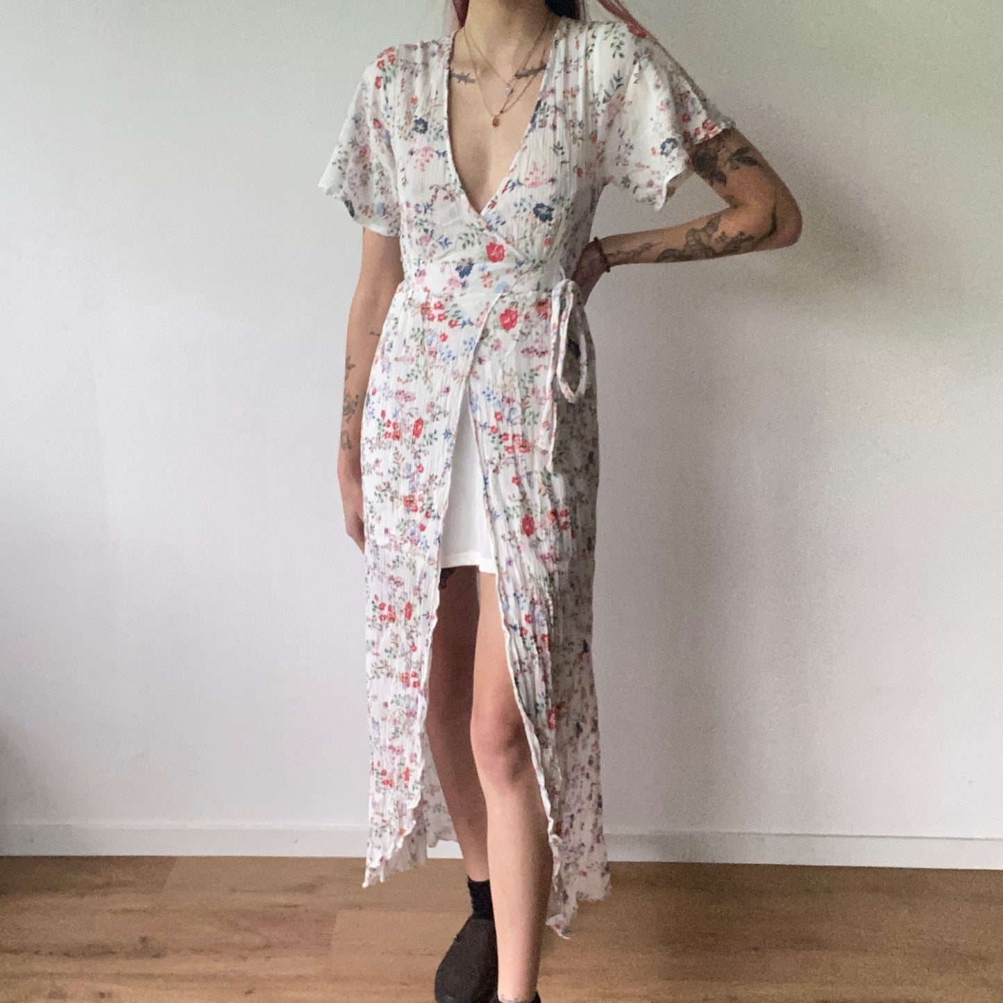 White Dress with flower print | Bern