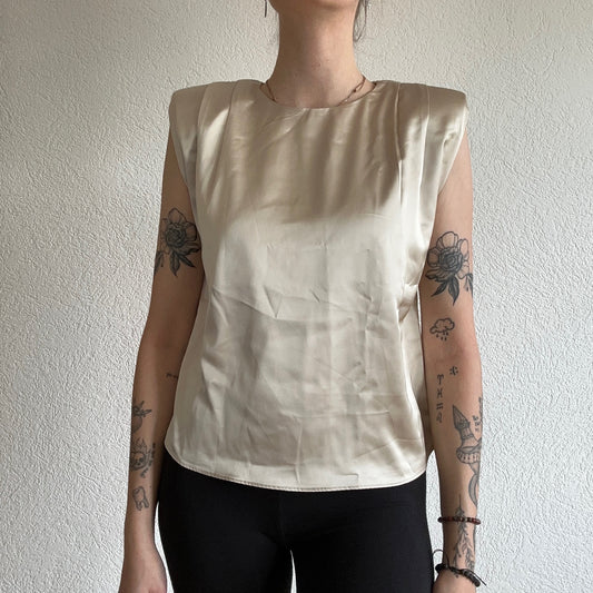 Beige Blouse Top