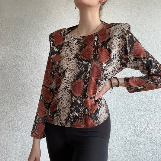 Beige Blouse with Snakeprint | Bern