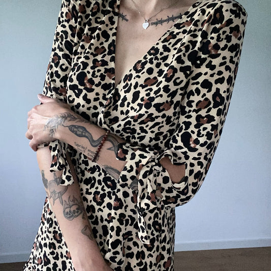 Beige Dress with leopard Pattern| Bern