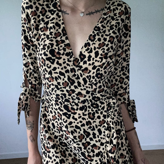 Beige Dress with leopard Pattern| Bern